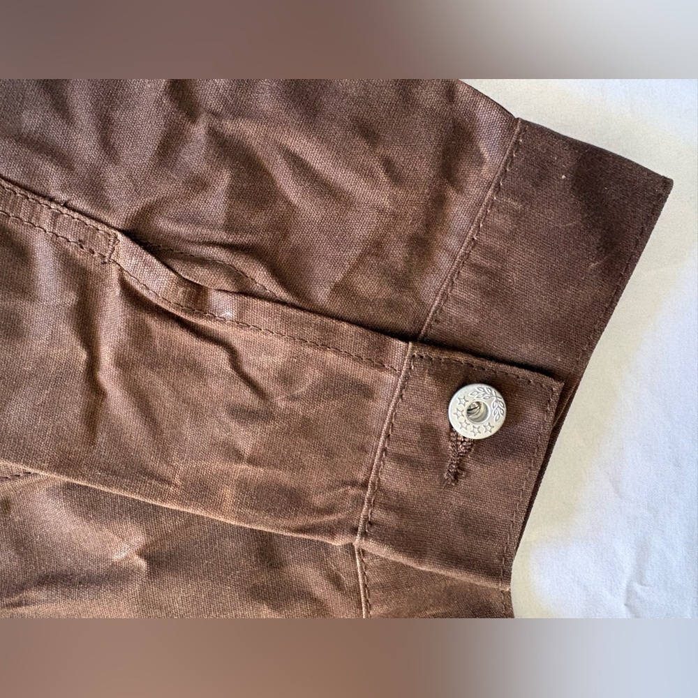 NWOT-Carre Label Brown Waxed Cotton Workwear Utility Jacket Vintage Style - Picture 8 of 13